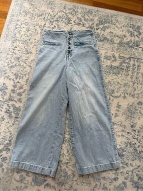 Zara High-Waisted Wide-Leg Light Blue Jeans